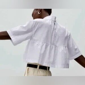 Everlane The Tiered Mockneck Top in White - Size S, NWOT